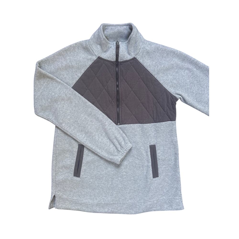 Maurices Gray Fuzzy Quilted Quarter Zip Pullover XS